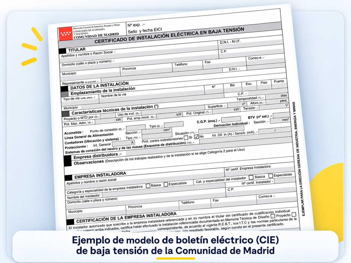 Ejemplo de boletín eléctrico