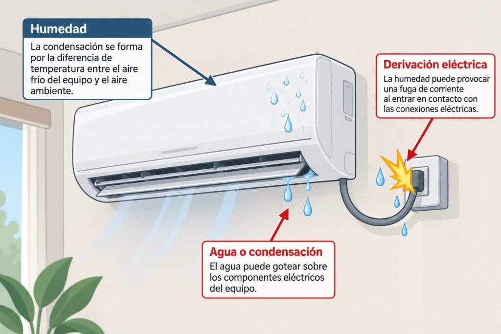 Derivación por humedad en aire acondicionado